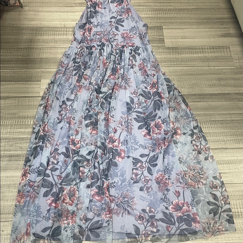 Elegant Floral Maxi Dress in Blue and Pink - Picture 8 of 8